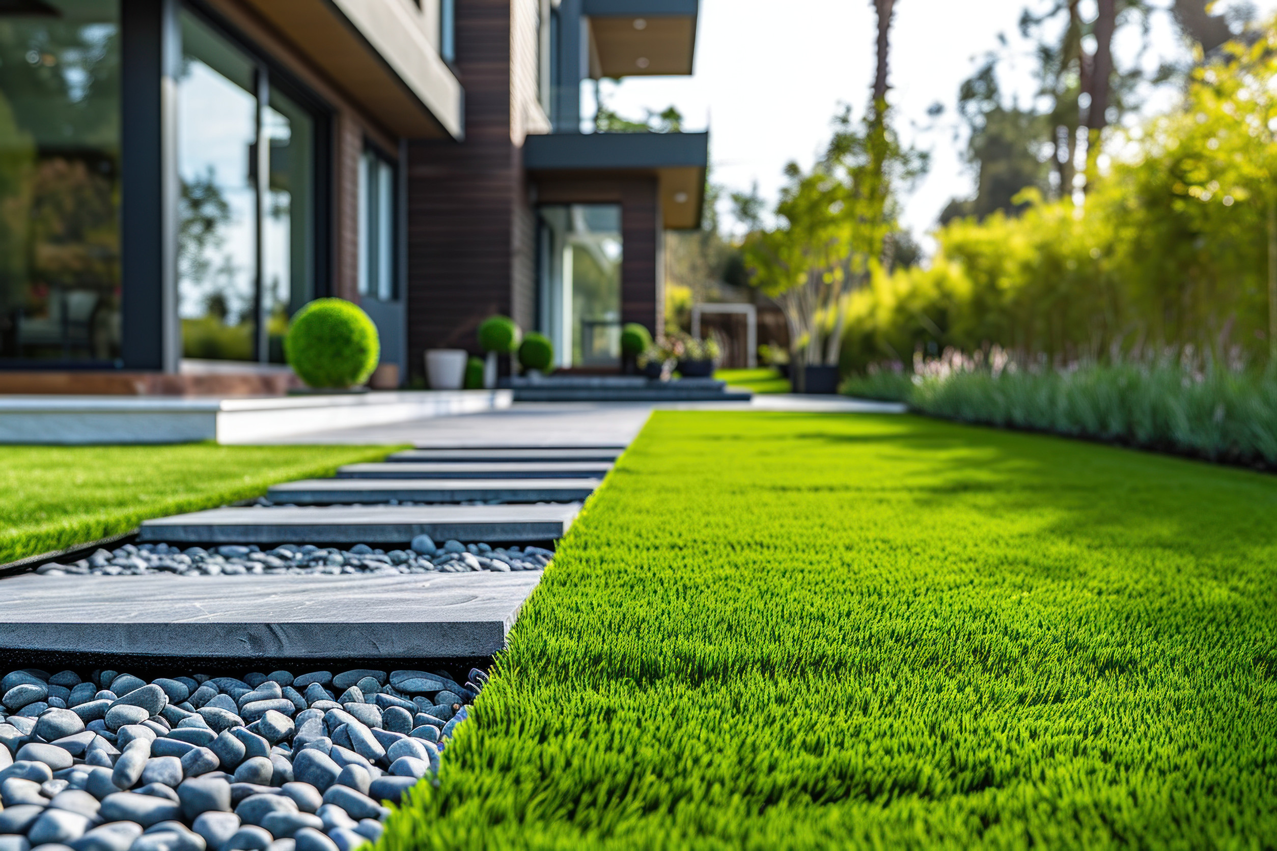 backyard turf installation in Tucson home