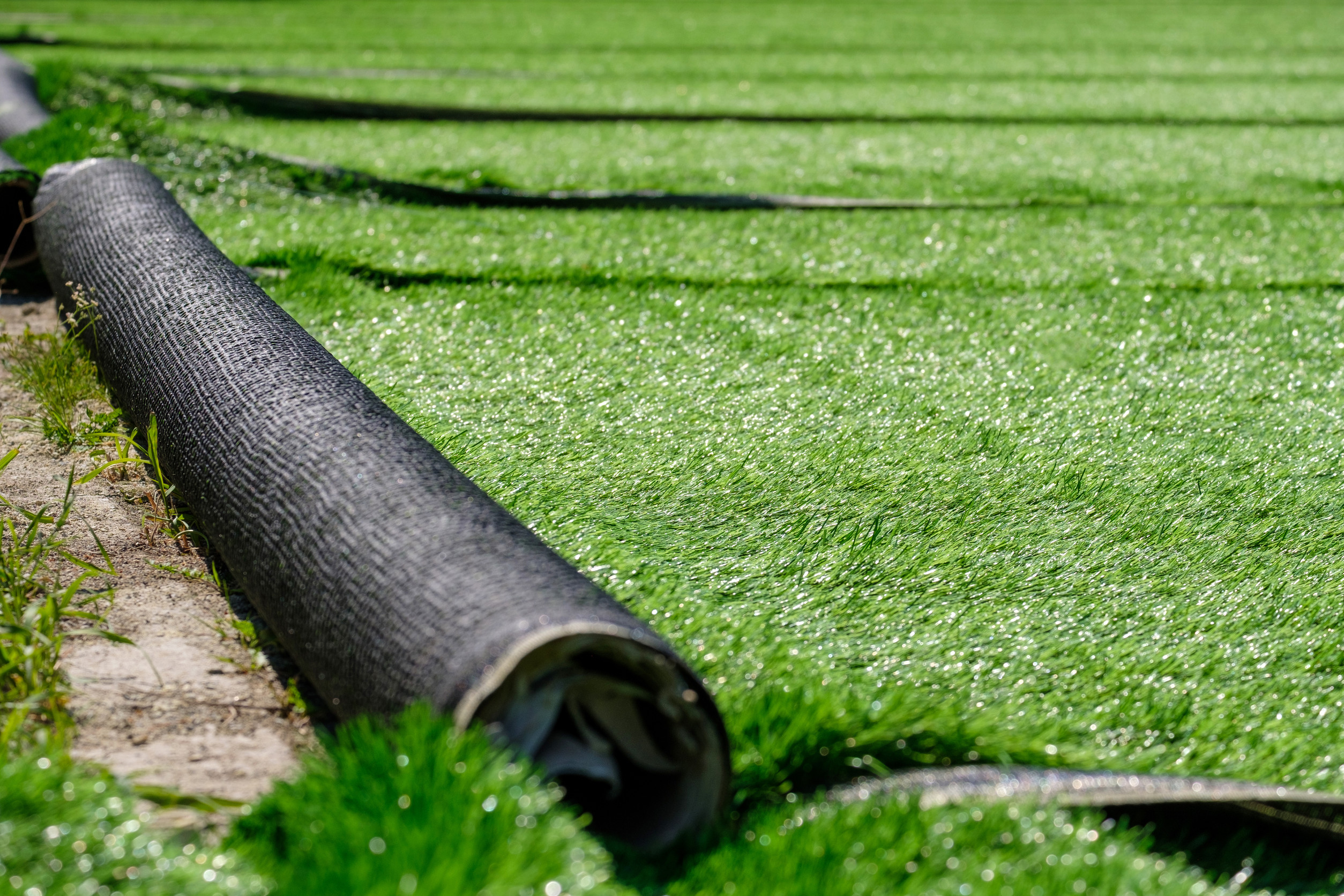 fresh turf installation in Tucson backyard