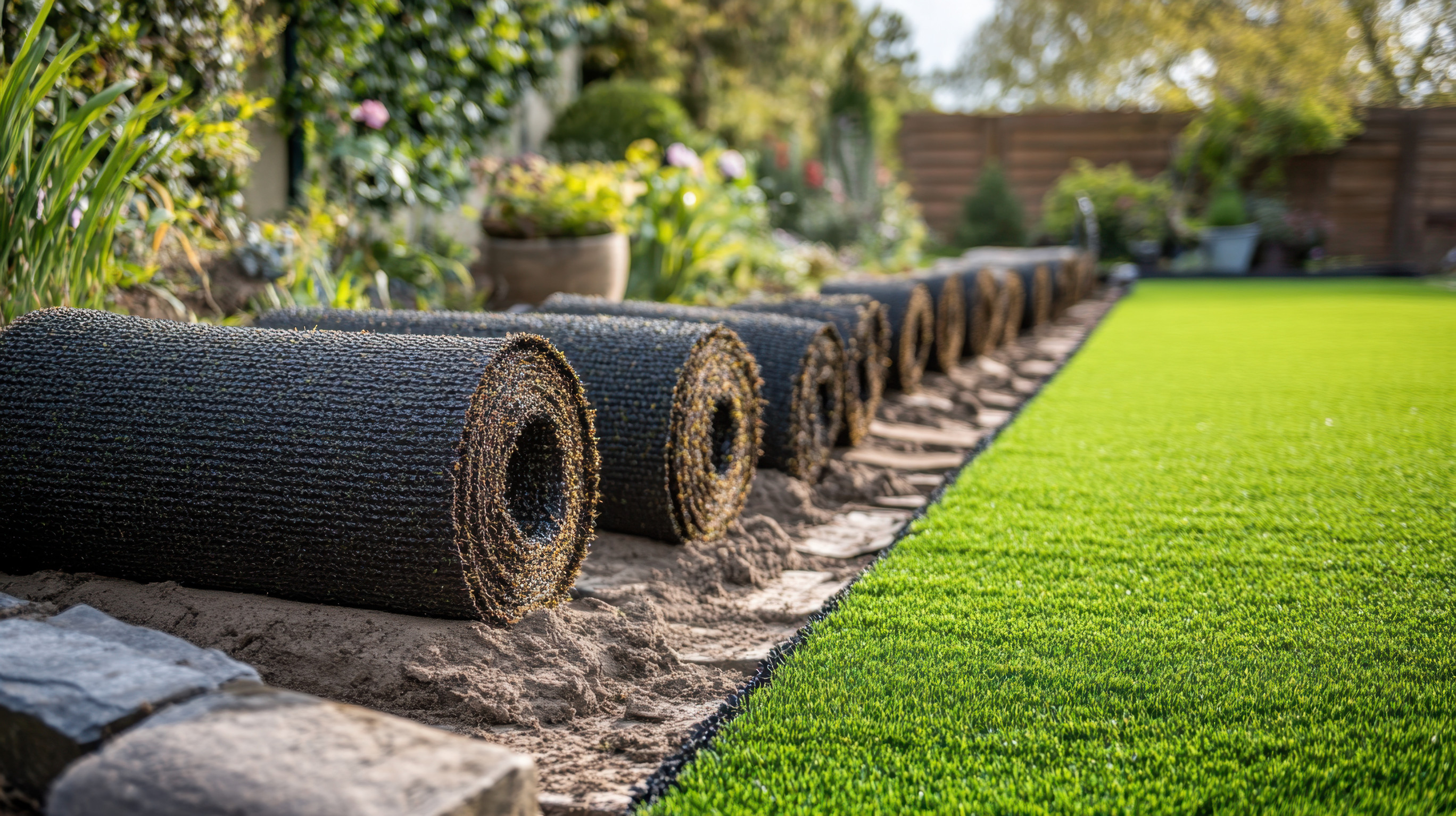 backyard artificial turf transformation project in Marana Arizona